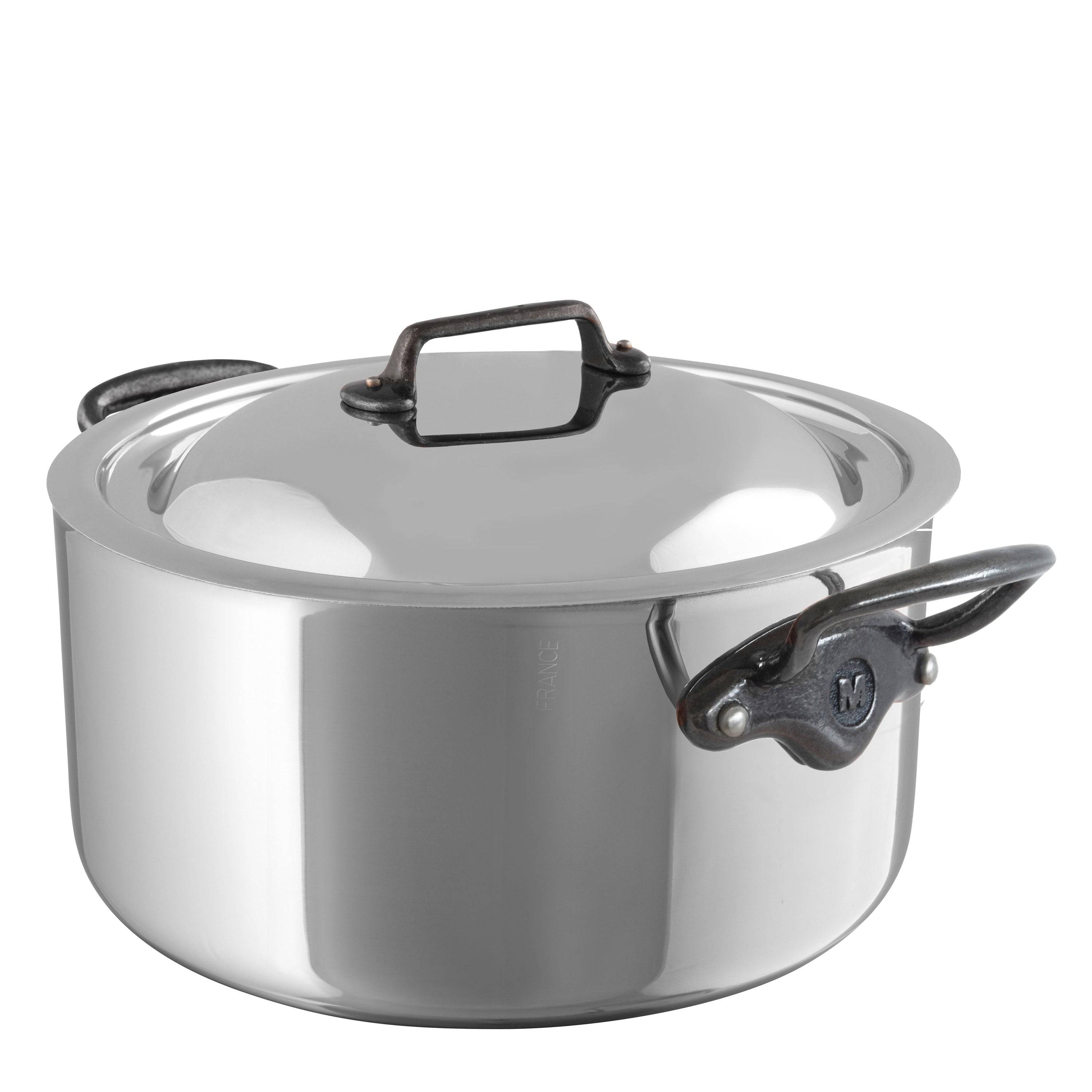 Mauviel M'COOK 5-Ply Rondeau With Lid, Cast Stainless Steel Handles, 6, Mauviel USA