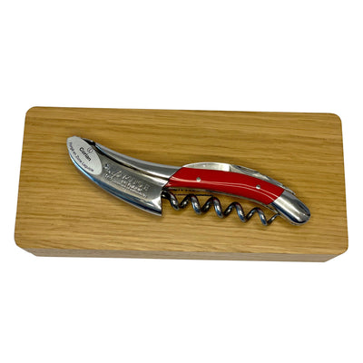 Laguiole En Aubrac Deluxe Sommelier Waiter's Corkscrew with Empire Red Corian Handle - Kitchen Universe