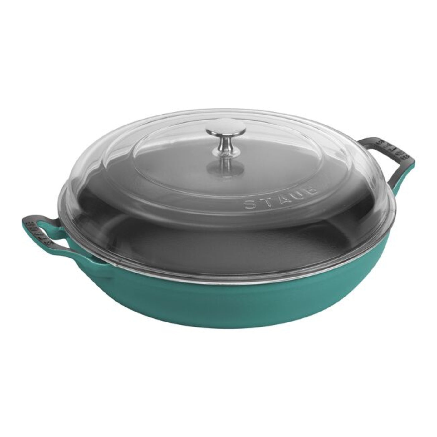 Staub Cast Iron Braiser with Glass Lid, 3.5-qt., Mint-green