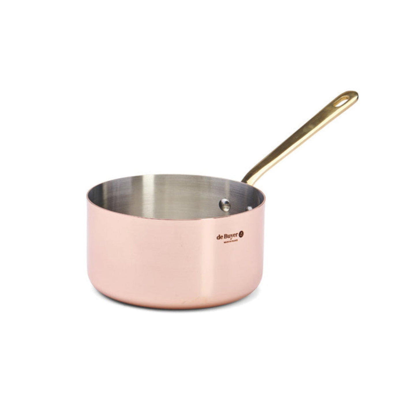 de Buyer Inocuivre Service Copper Saucepan with Brass Handle, 1.6 qt