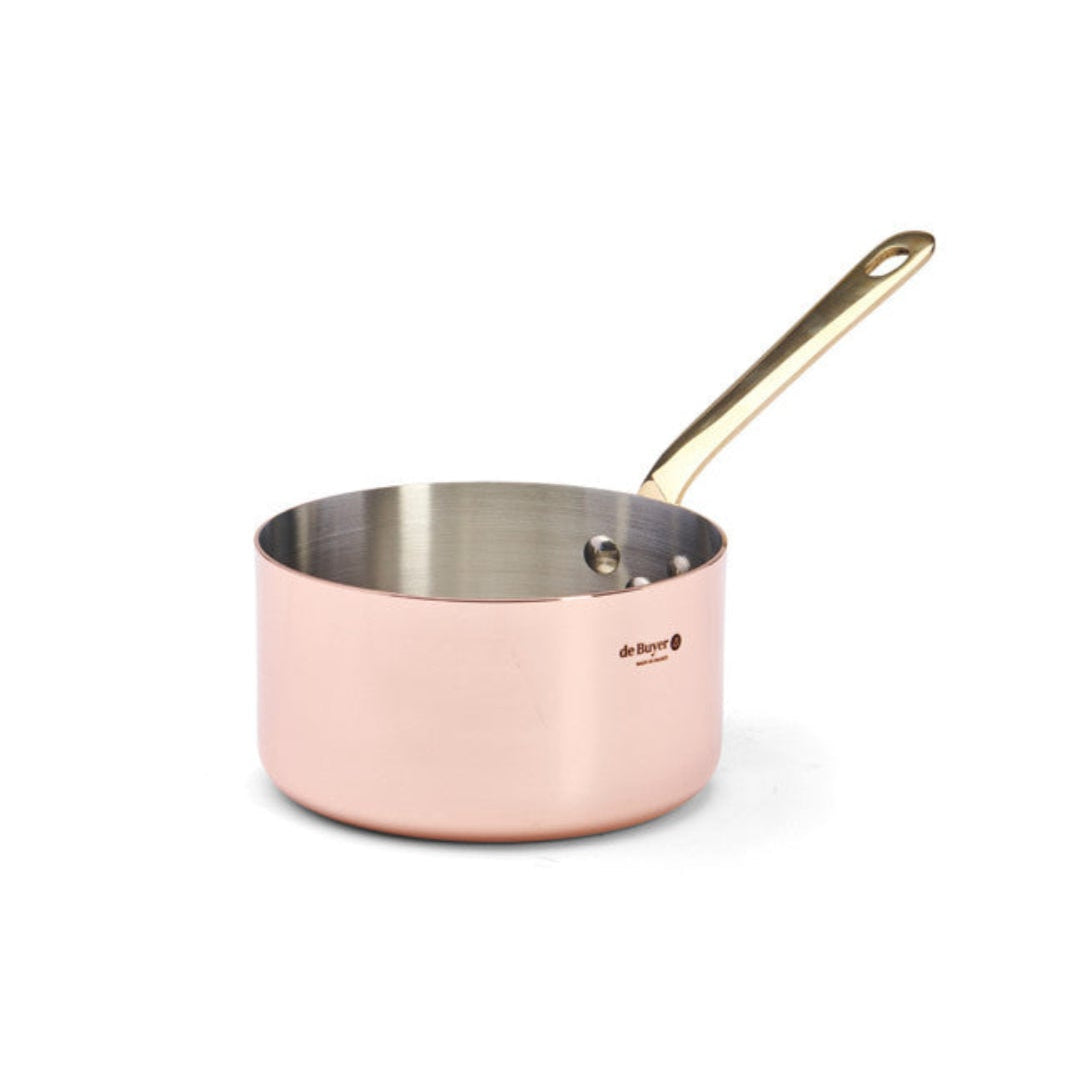 de Buyer Inocuivre Service Copper Saucepan with Brass Handles, 0.85 qt