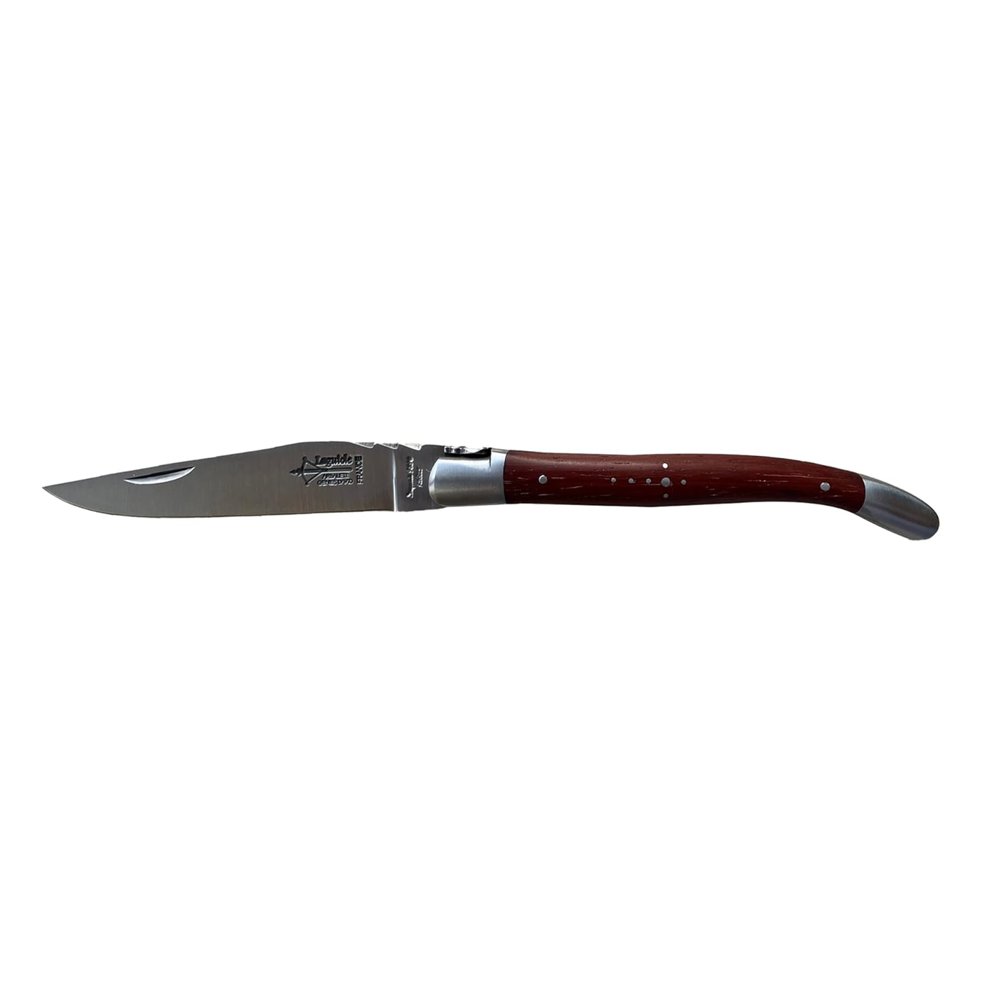 Arbalete Genes David Laguiole Multi-Purpose Folding Knife With Stainless Steel Spring, Red Ebony Handle And Polished Stainless Steel Bolster, 4.8-in