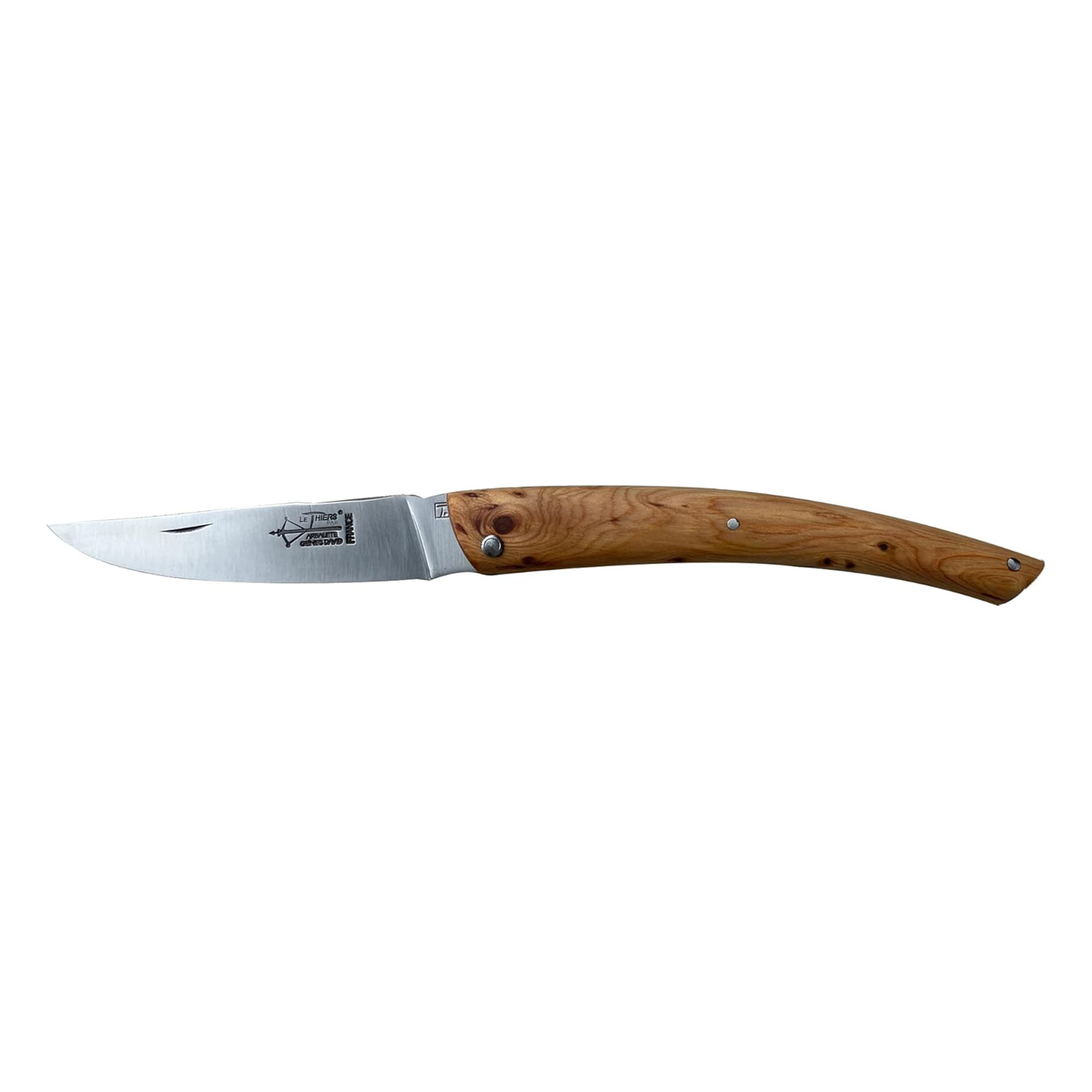 Arbalete Genes David Multi-Purpose Folding Knife With Handcarved Spring And Juniper Wood Handle, 4.8-in