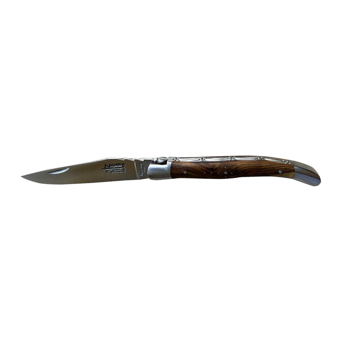 Arbalete Genes David Laguiole Multi-Purpose Folding Knife With Pistachio Wood Handle & Brushed Stainless Steel Bolster, 4.8-in