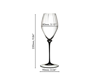 Riedel 2-Piece Fatto A Mano Performance Champagne Glass with Black Stem, 13 Oz