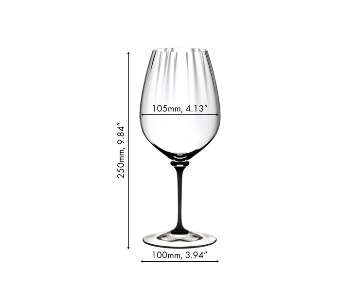 Riedel 2-Piece Fatto A Mano Performance Cabernet/Sauvignon Wine Glass with Black Stem, 28 Oz