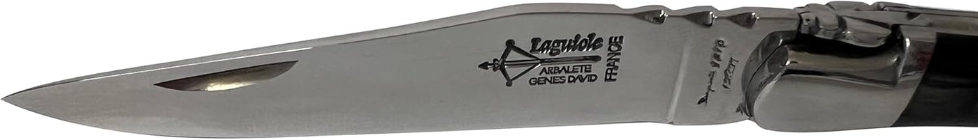 Arbalete Genes David Laguiole Multi-Purpose Folding Knife With Stainless Steel Spring, Buffalo Horn Handle And Polished Stainless Steel Bolster, 4.8-in