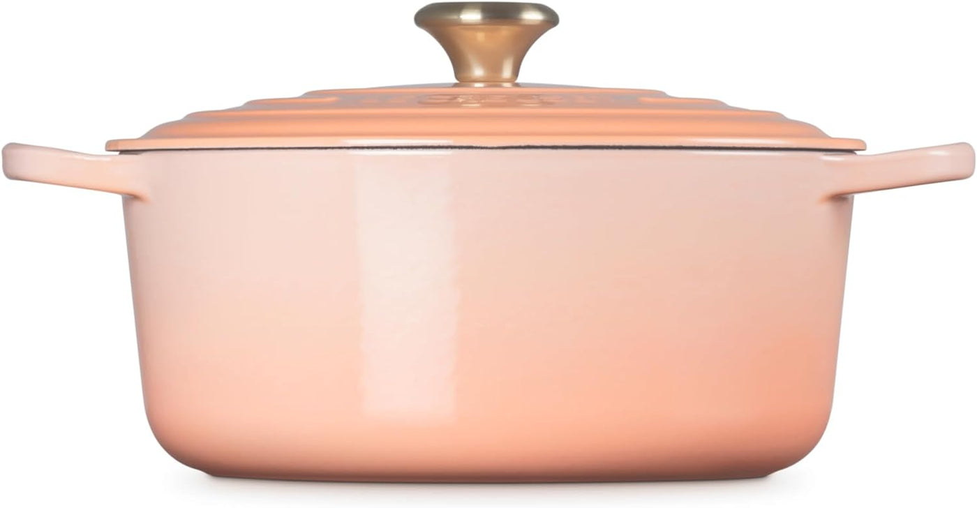 Le Creuset Enameled Cast Iron Shallow Round Dutch Oven, 5.5-Quart, Peche - Kitchen Universe