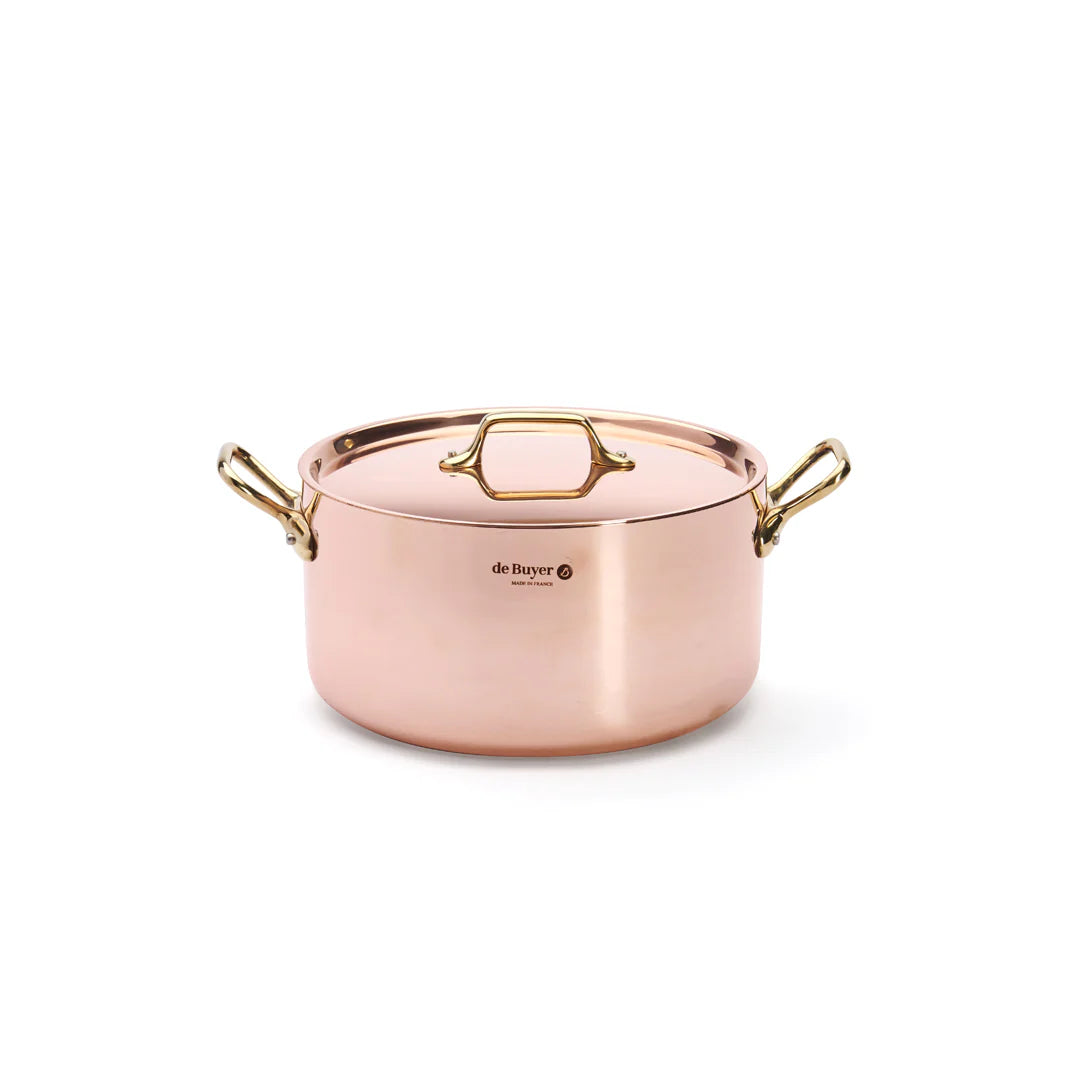 de Buyer Inocuivre Service Copper 5-Piece Cookware Set with Brass Handles