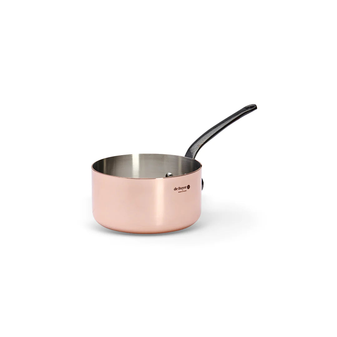 de Buyer Inocuivre Tradition Copper Saucepan With Cast Iron Handle, 2.6 qt