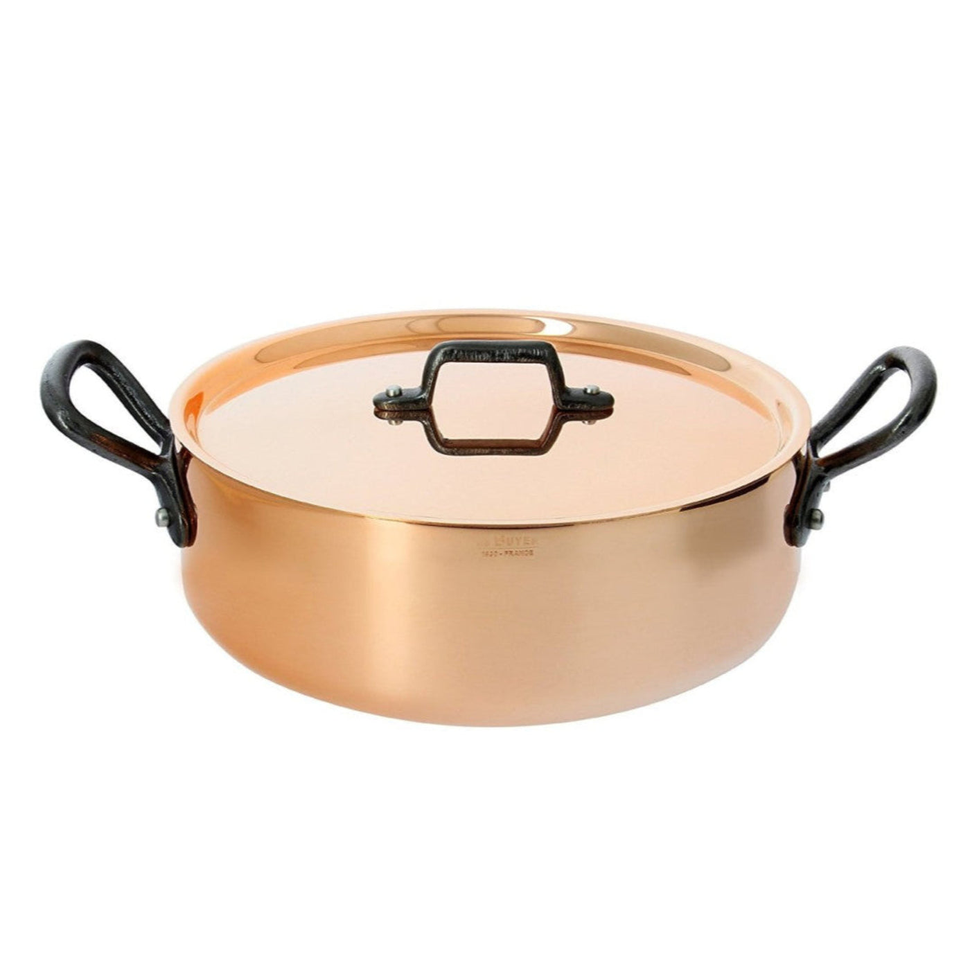 de Buyer Classic Copper Sauté Rondeau Pan with Cast Iron Handles, 5.2 qt