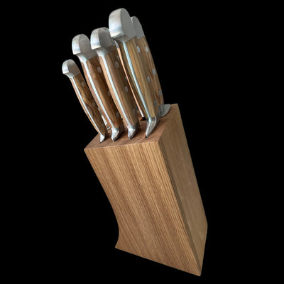 Gude Alpha Olive Series 9-Piece Knife Block Set, Olive Wood Handle