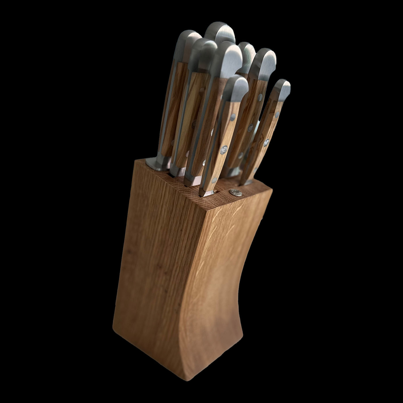 Gude Alpha Olive Series 9-Piece Knife Block Set, Olive Wood Handle