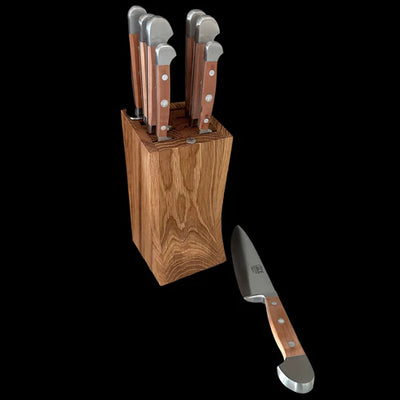 Gude Alpha Pear Series 9-Piece Knife Block Set, Luxury Pear Wood Handle