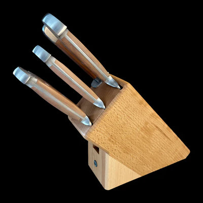 Gude Alpha Pear Series 8-Piece Knife Block Set, Luxury Pear Wood Handle