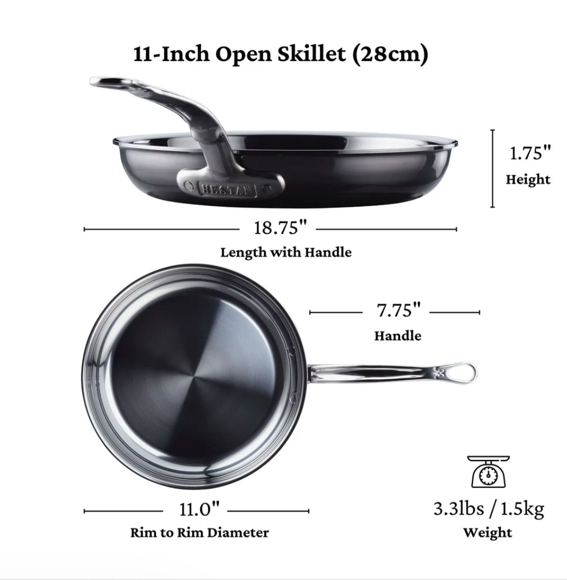 Hestan NanoBond Titanium Stainless Steel Frying Pan, 11-in