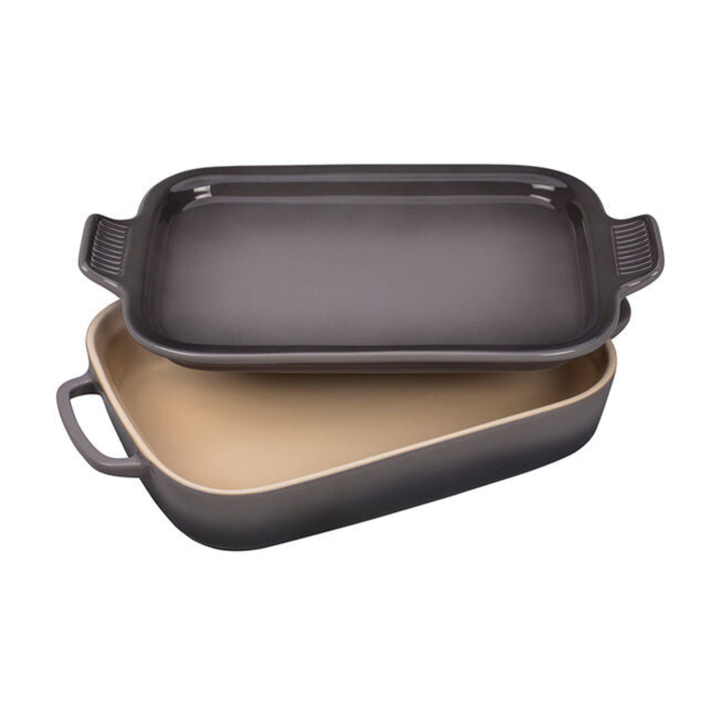 Le Creuset Stoneware Rectangular Dish with Platter Lid, 3-Quart, Oyster