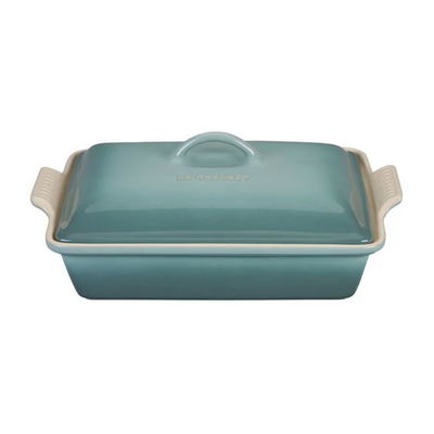 Le Creuset Heritage Stoneware Rectangular Casserole With Lid, 4-Quart, Sea Salt