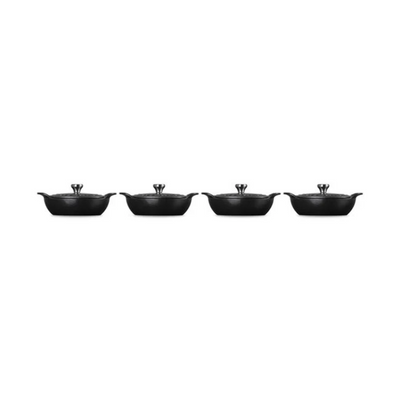 Le Creuset Gourmand Collection 4-Piece Mini Round Braiser with Lid Set, 0.3-Quart, Matte Black