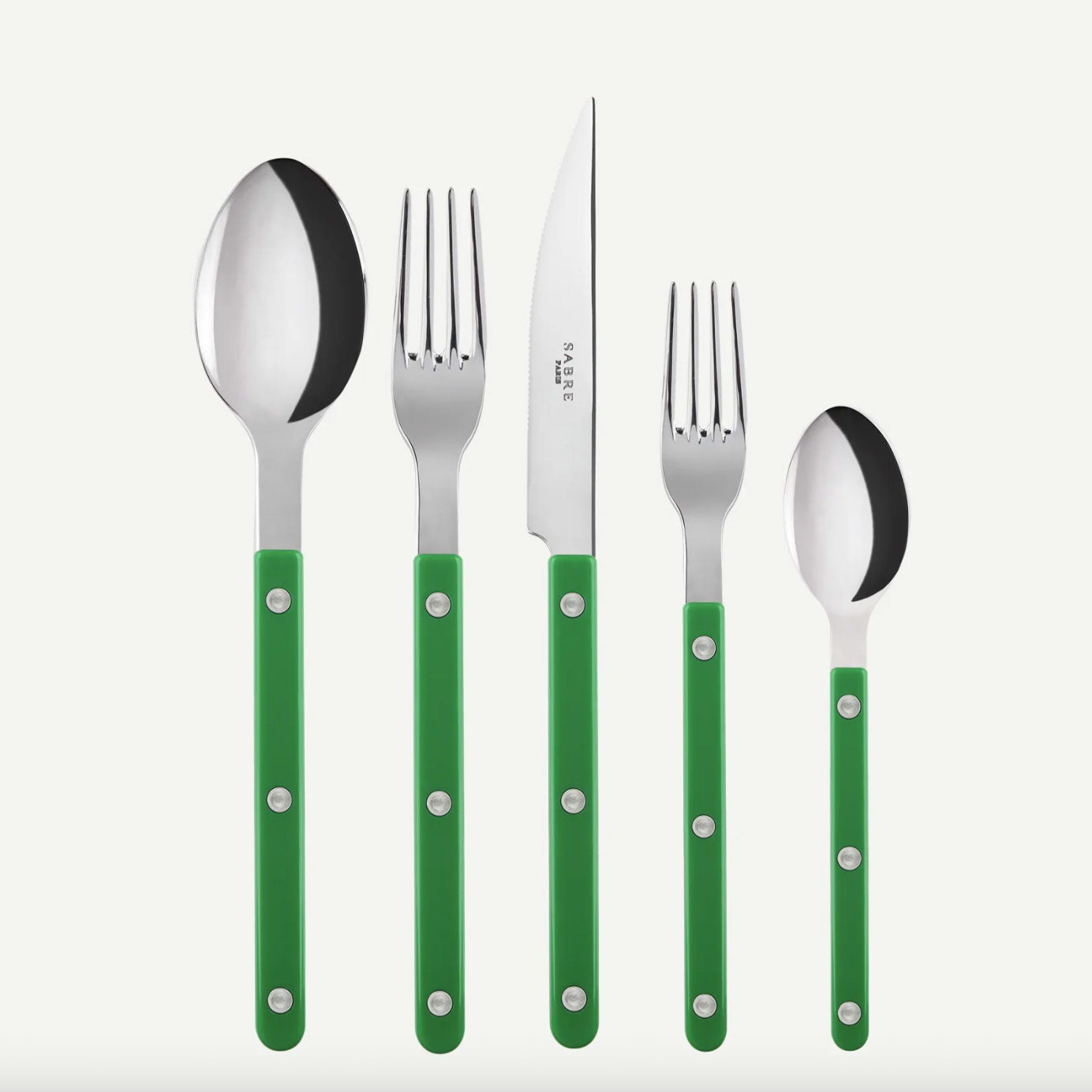 Sabre Bistrot 5-Piece Flatware Set, Garden Green