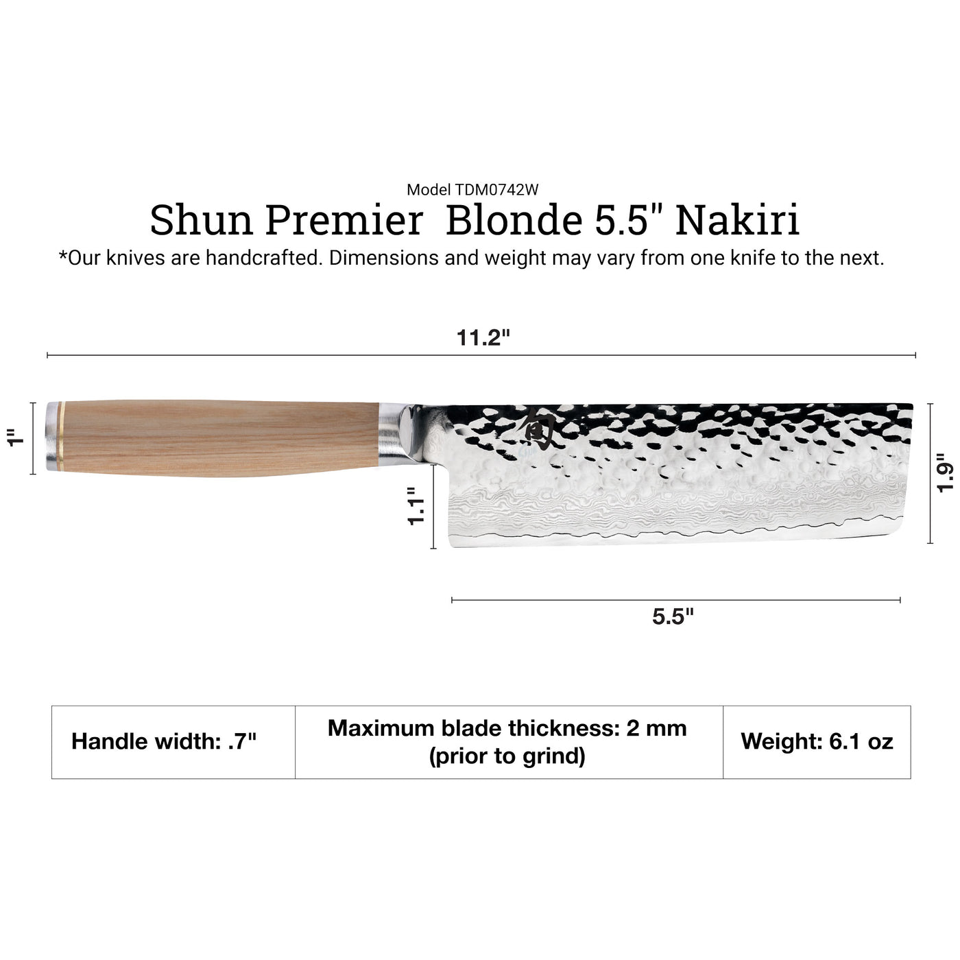 Shun Premier Blonde Nakiri Knife, 5.5-in