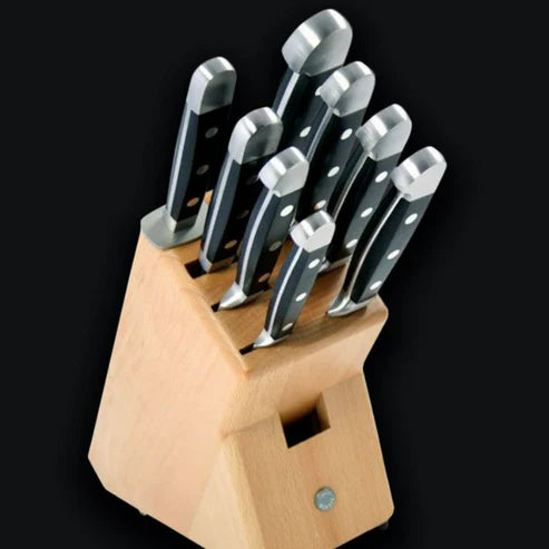 Gude Alpha Series 10-Piece Knife Block Set, Black Hostaform Handle