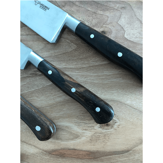 Laguiole en Aubrac Handcrafted 6-Piece Kitchen Knife Set with Mixed Wood Handles & Magnetic Oak Block