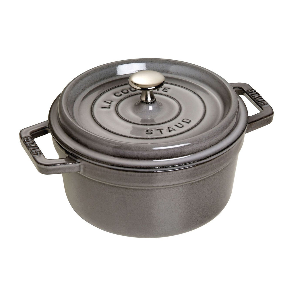 Staub Cast Iron 7 Quart Round Cocotte Graphite Grey